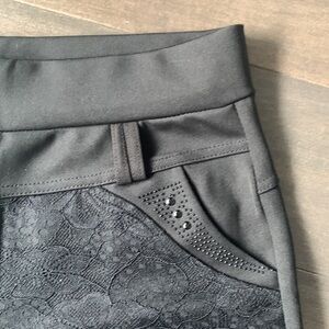 High rise Dress shorts with lace and beaded details